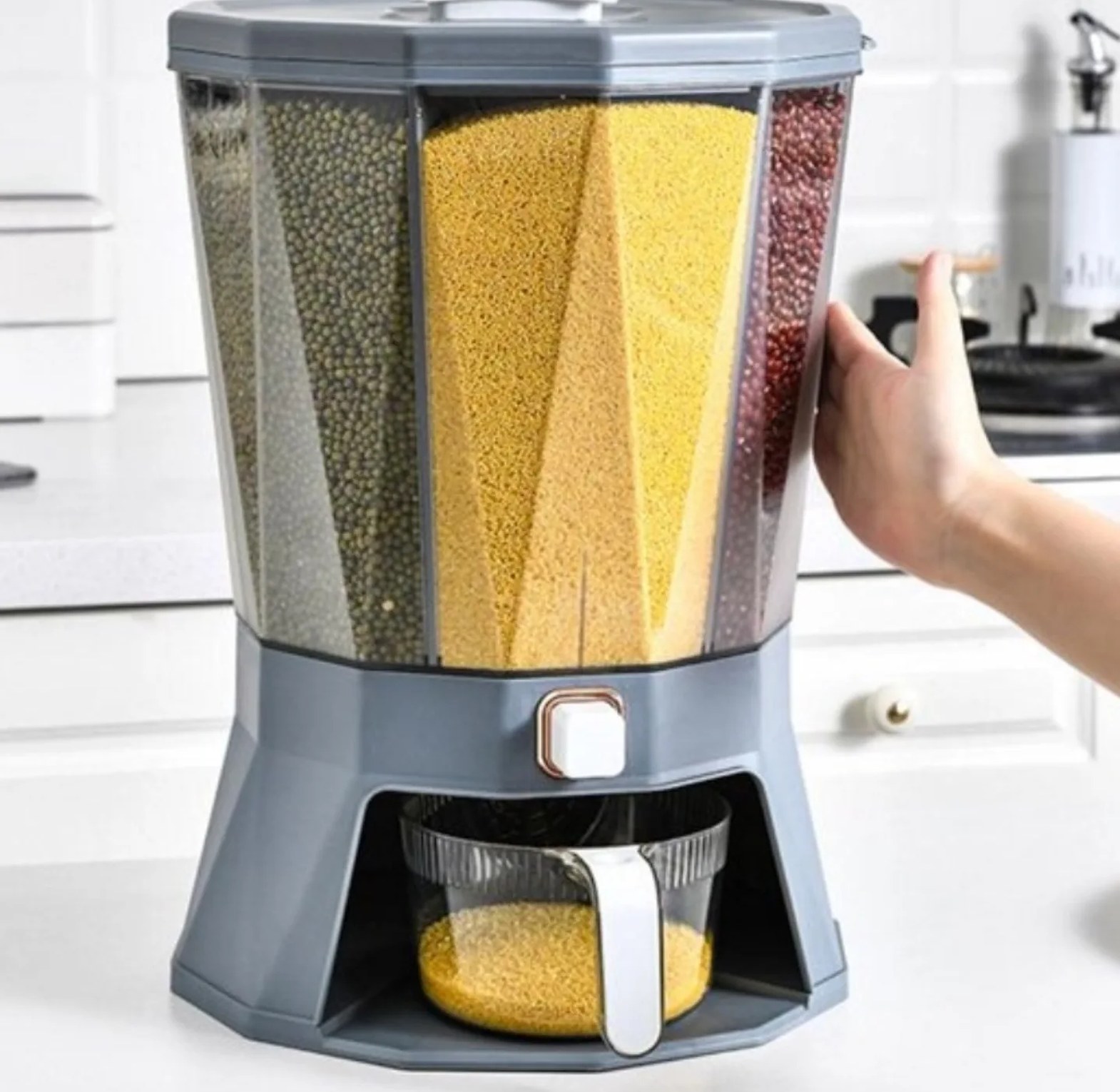 6kg Modern 4-Partition Cereal & Grain Dispenser image
