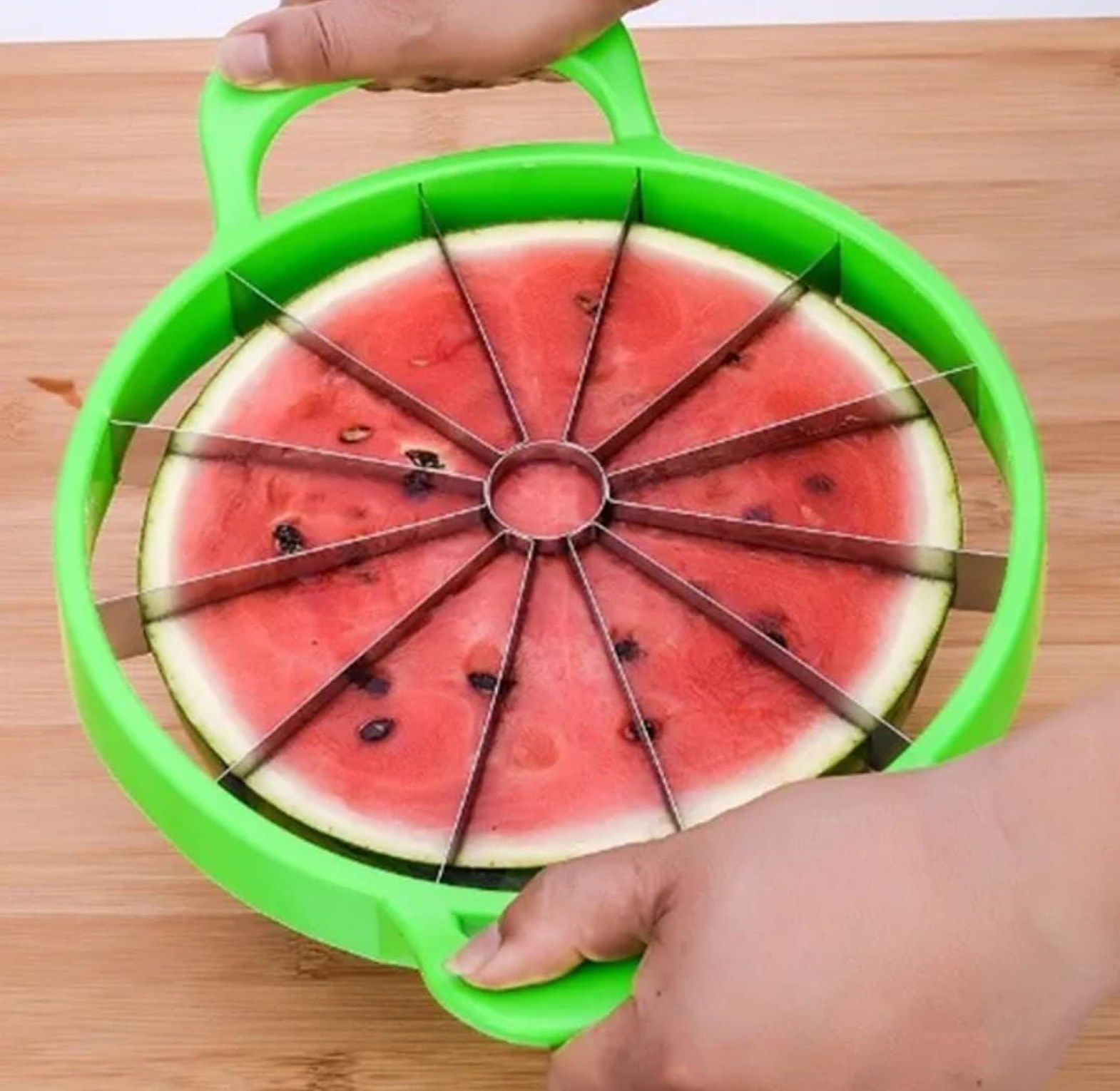 Stainless Steel Watermelon Slicer & Melon Cutter with Non-Slip Handles - 12 Blade Fruit Divider for Easy Slicing image