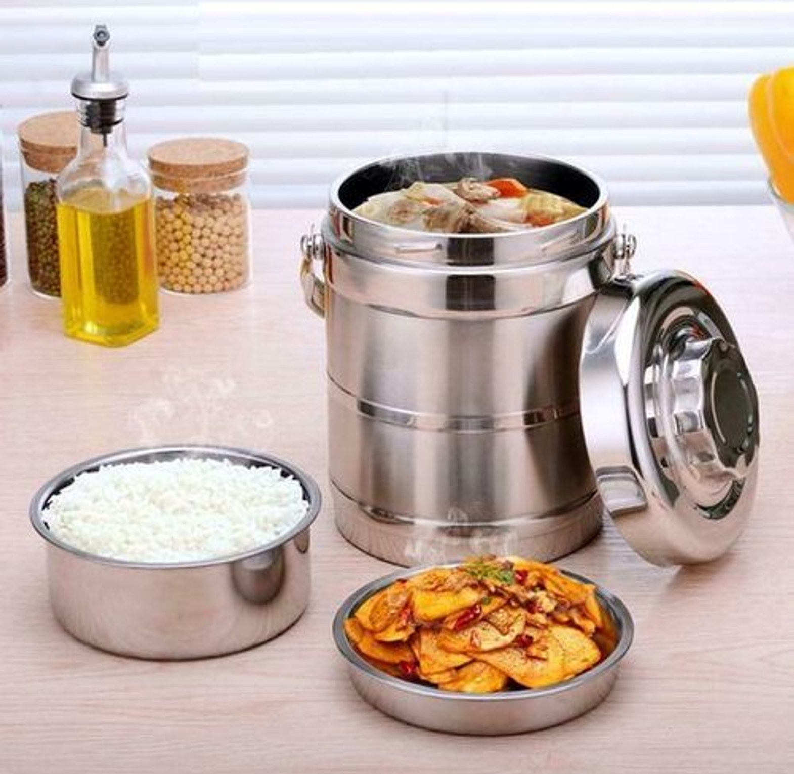 FOOD FLASK. High Quality Affordable  Stainless Steel Double Wall Thermal Vacuum Food Flask image