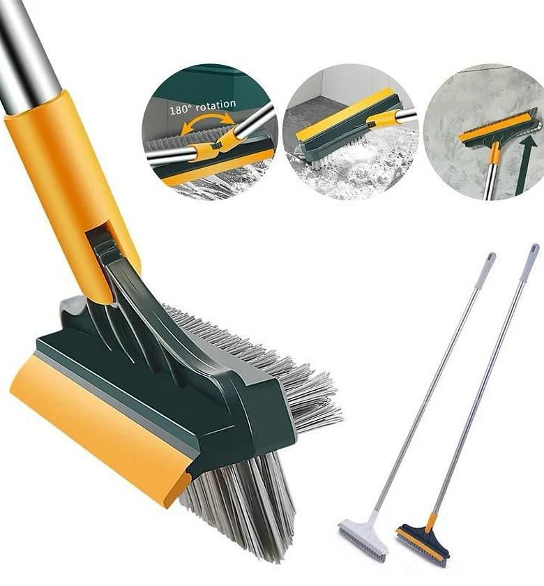 3-in-1 Floor Scrubbing Brush with Broom & Squeegee image