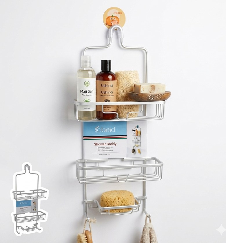3-Tier Aluminum Shower Caddy Rustproof Bathroom Organizer Rack image