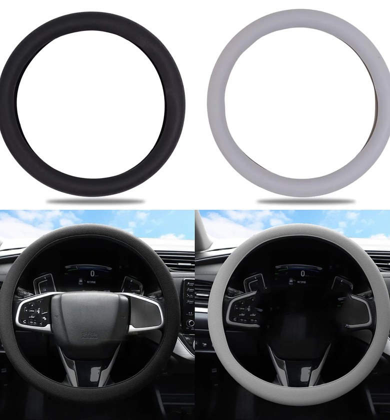 Universal Anti-Slip Silicone Car Steering Wheel Cover Protector - Durable Soft Grip for All Models (38cm) image