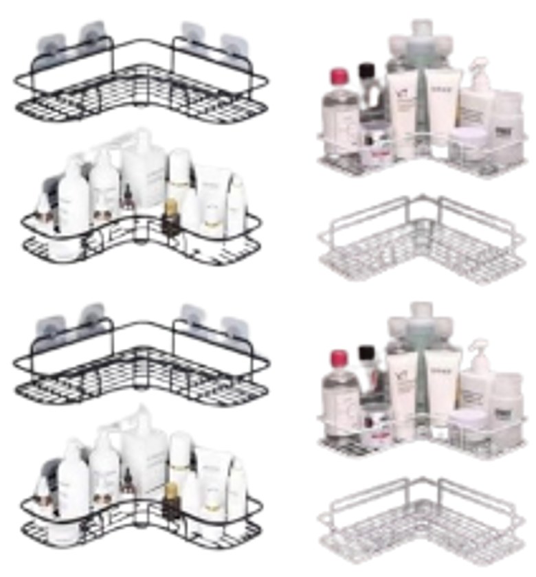 Self-Adhesive Metal Bathroom Corner Shelf Organizer.  image
