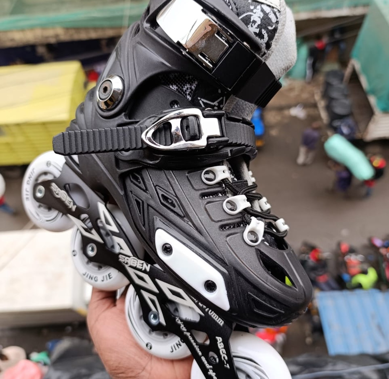 Inline Skate. Adjustable  Hard Boot  Skating Shoes Recommended by Coaches Size S: 29-32  M: 33-36  L: 37-40 image