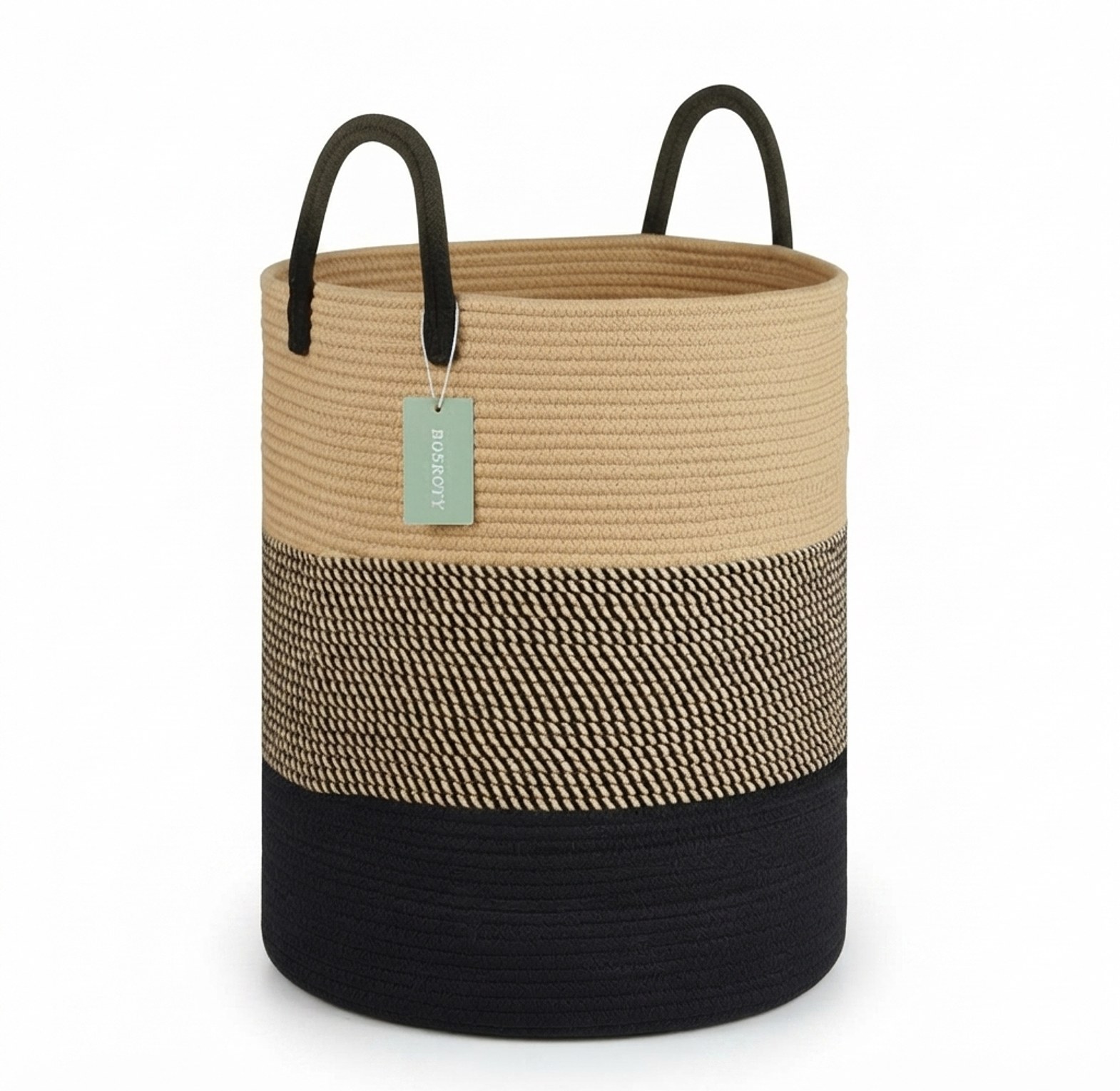 Large Woven Laundry Basket 58L Cotton Rope Storage Organizer for Bedroom and Living Room image