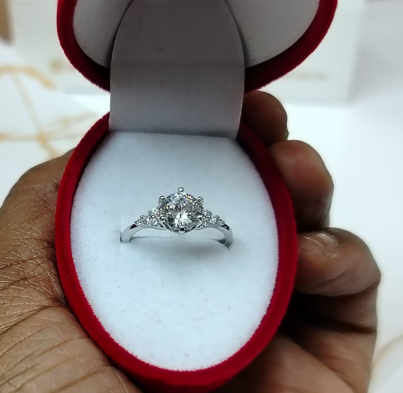 Emerald Cut, S925 Sterling Silver Engagement Ring image
