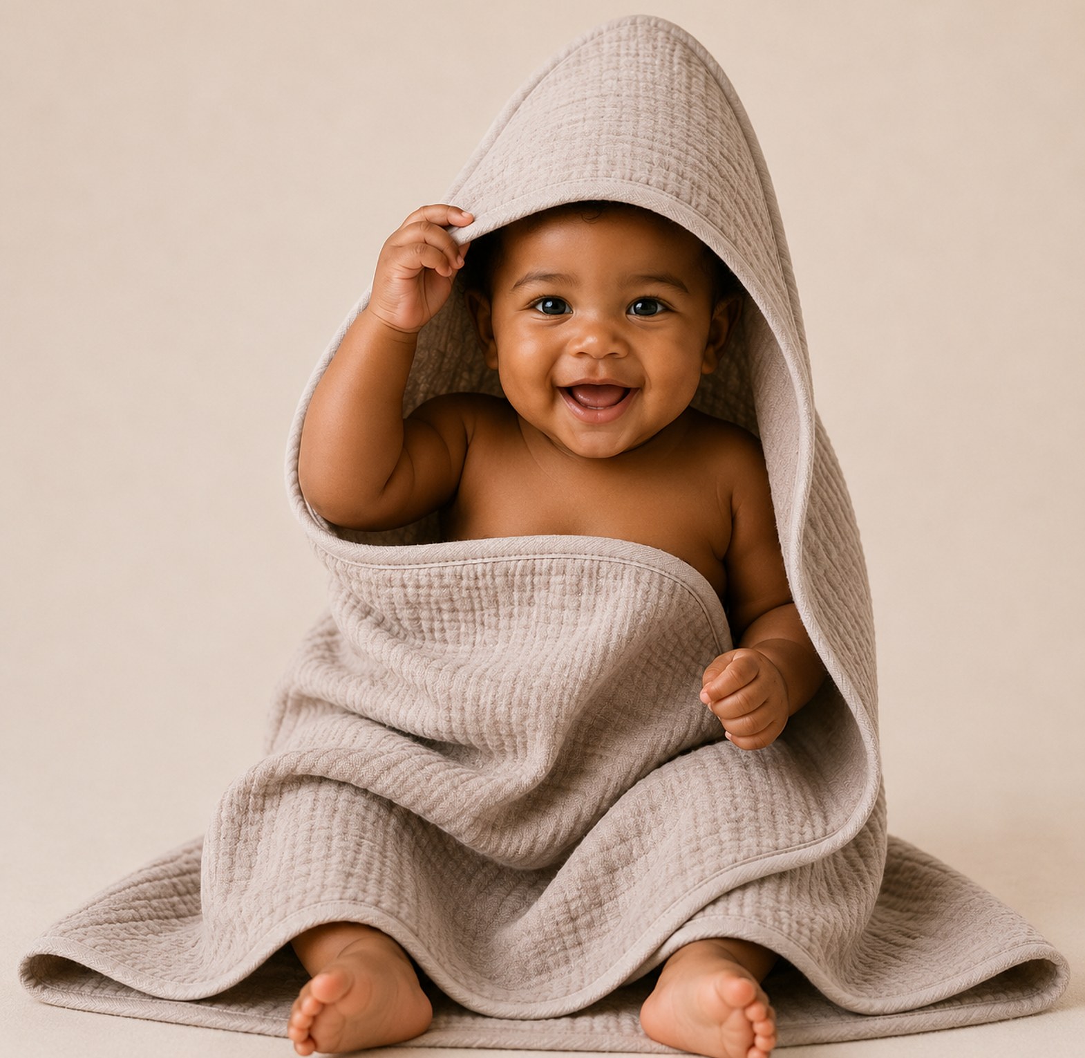 Premium Muslin Cotton Hooded Baby Towel image