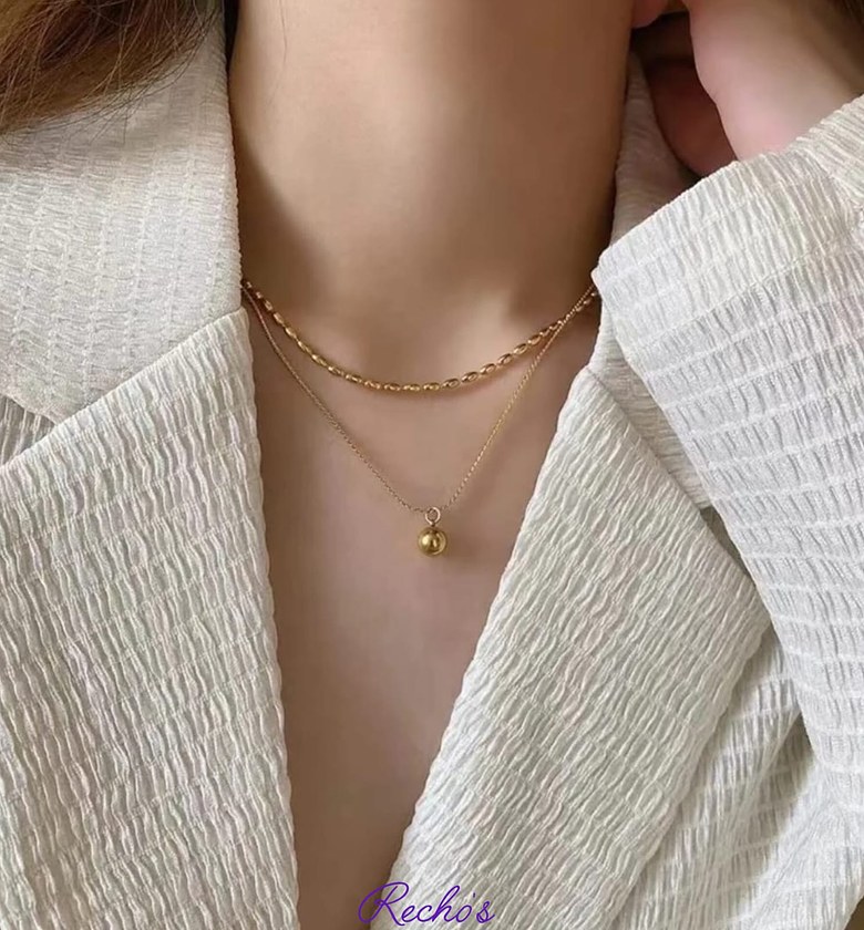 Round ball layered necklace image