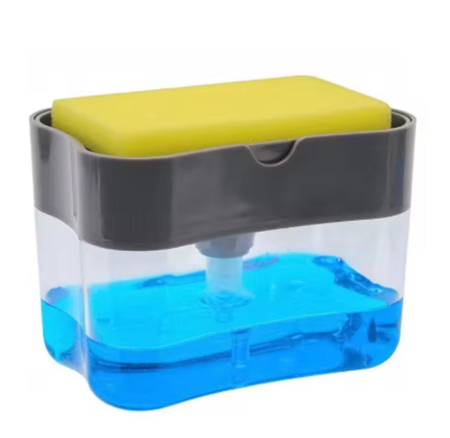 2-in-1 Dishwashing Liquid Soap Dispenser Pump and Sponge Holder Organizer – Kitchen Sink Countertop Space Saver image