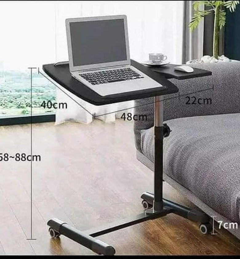 Height Adjustable Mobile Laptop Table with Wheels – Rolling Bedside Laptop Desk for Home & Office image