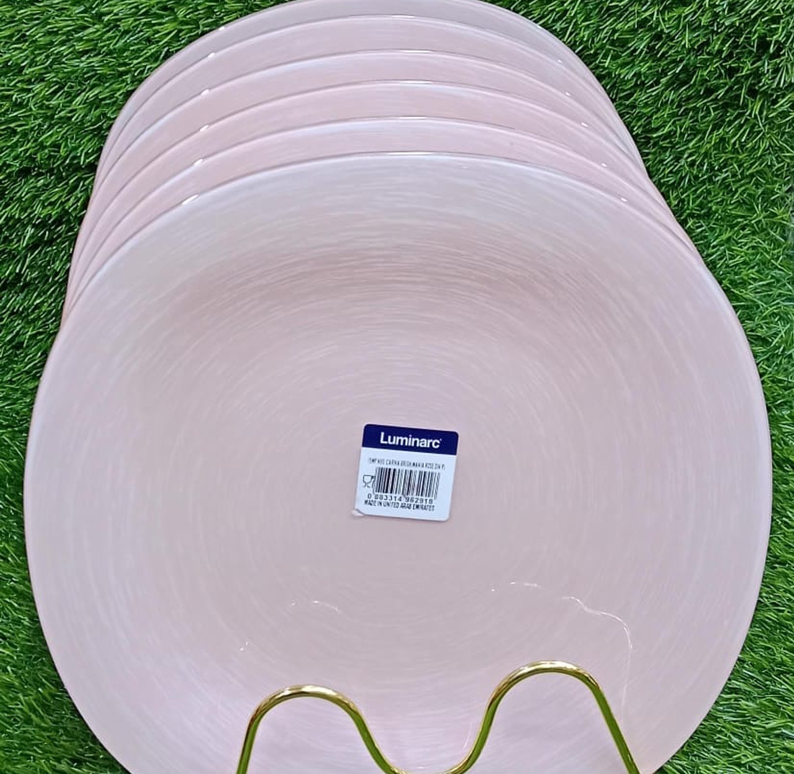 Luminarc 6 Pcs  marble Set Square Curved Dinner Plates. image