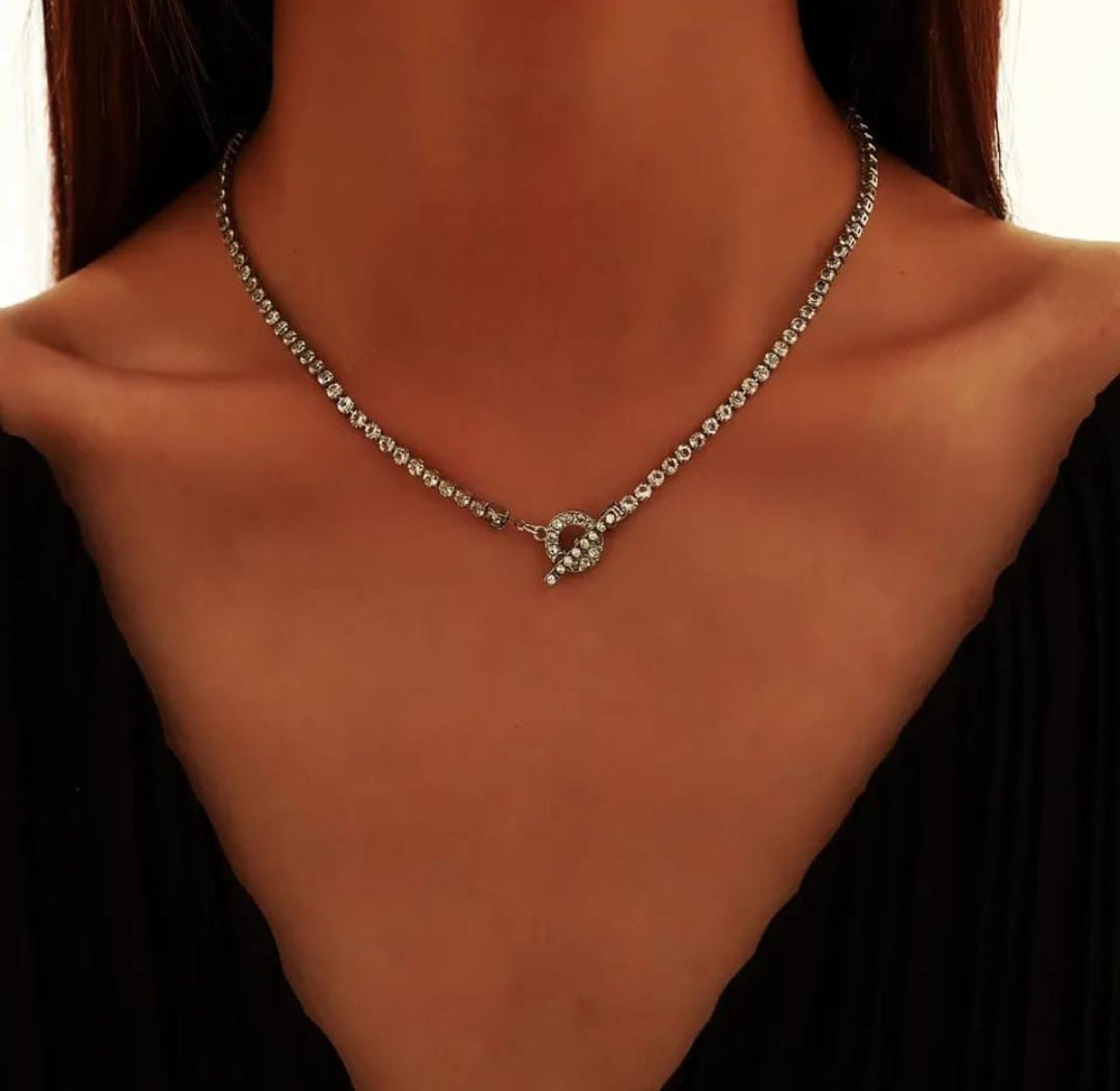 Rhinestone choker necklace image