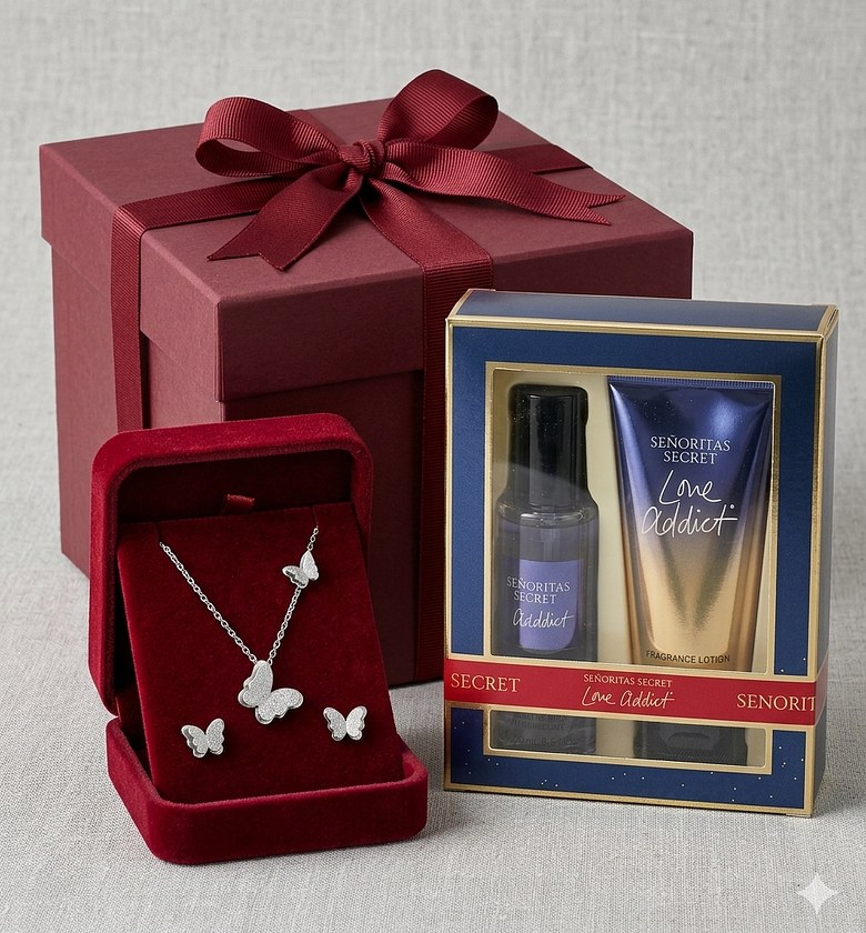 Butterfly Jewelry Set & Mini Perfume Set Gift Pack image