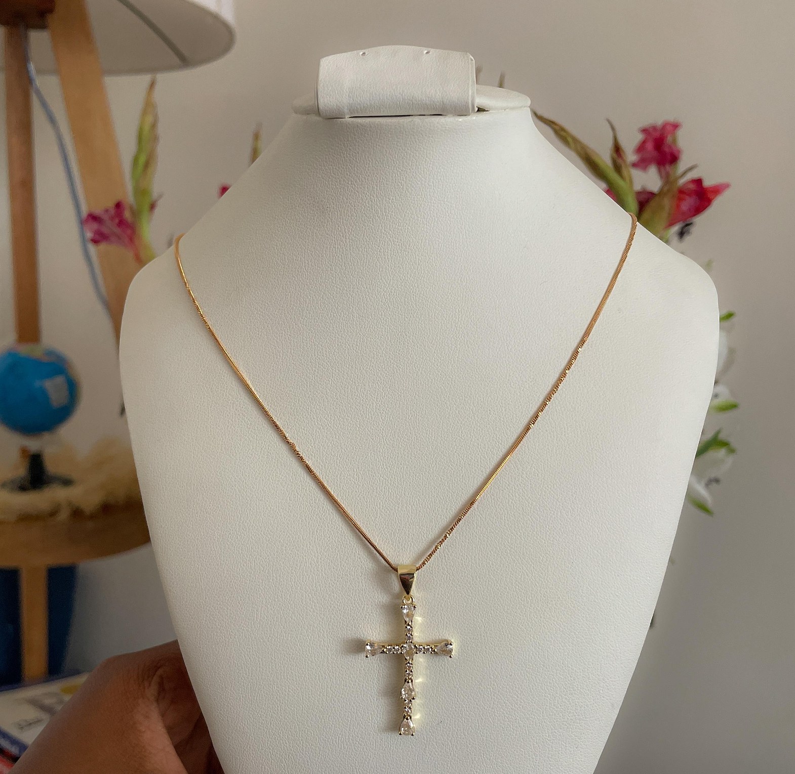 Luminous Linear Cross Necklace image