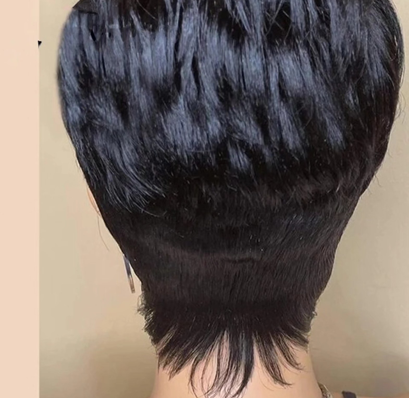 Human Hair Short Pixie wig with bang image