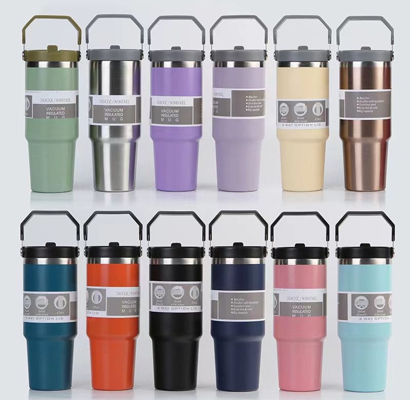 Stanley Cup. 900ml  Stainless Steel Stanely Cup with Handle & Straw Lid, Insulated Reusable Stainless Steel Travel Mug image