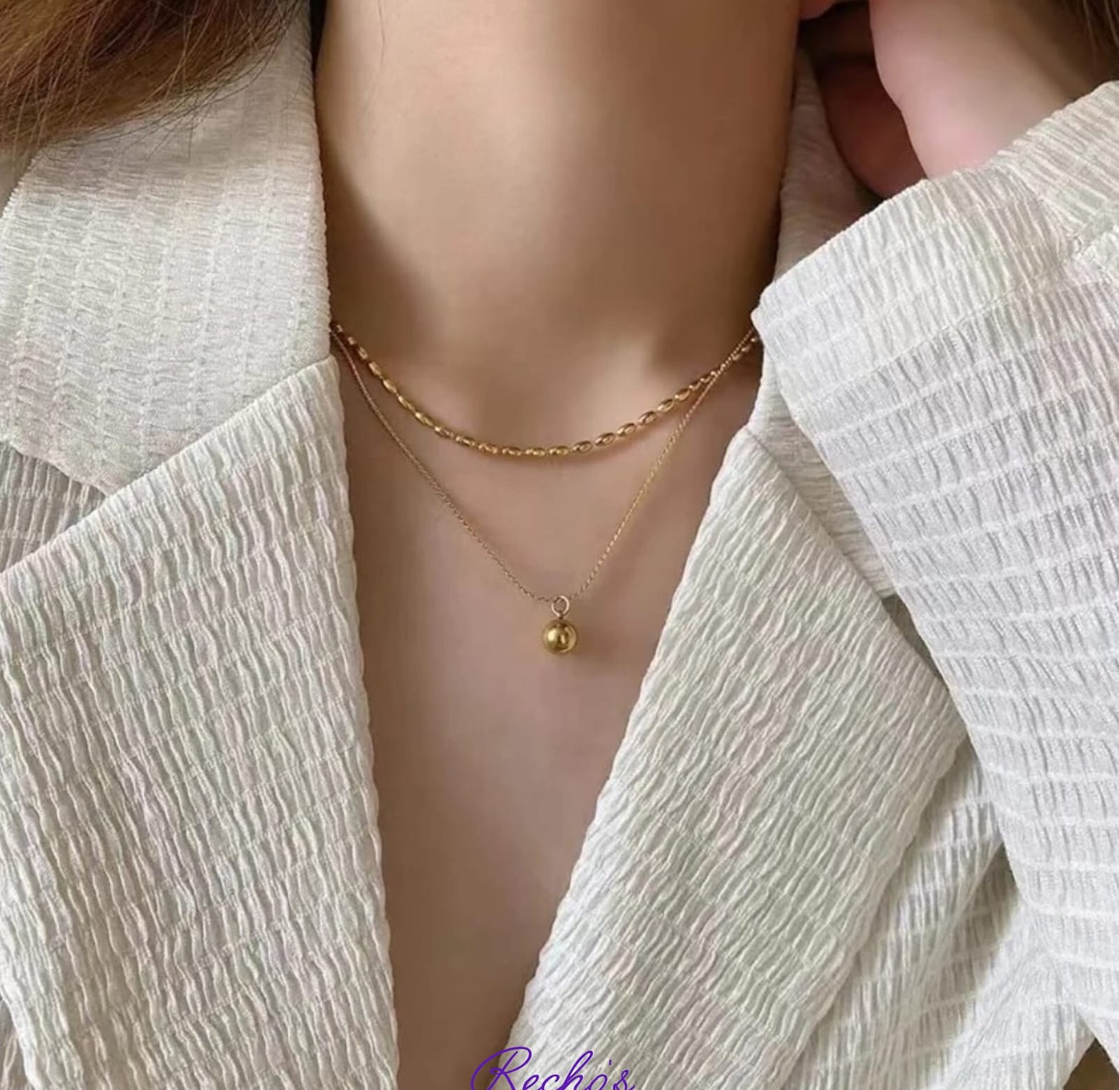 Round ball layered necklace image