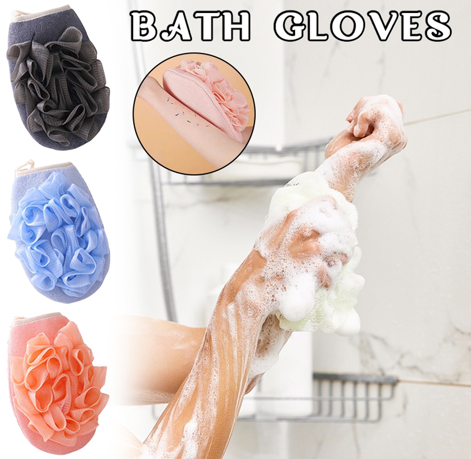 2-in-1 Exfoliating Bath Mitt & Deep Cleansing Shower Glove for Glowing Skin - Durable Body Scrubber & Lather Maker image