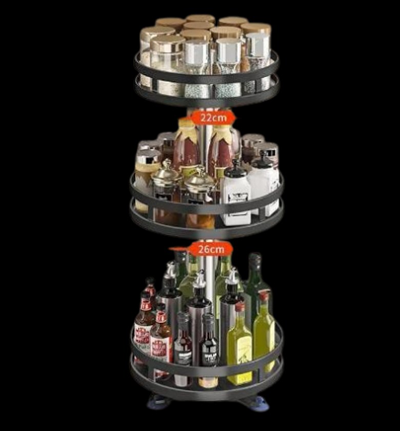 Rotating spice rack or seasoning organizer.  image