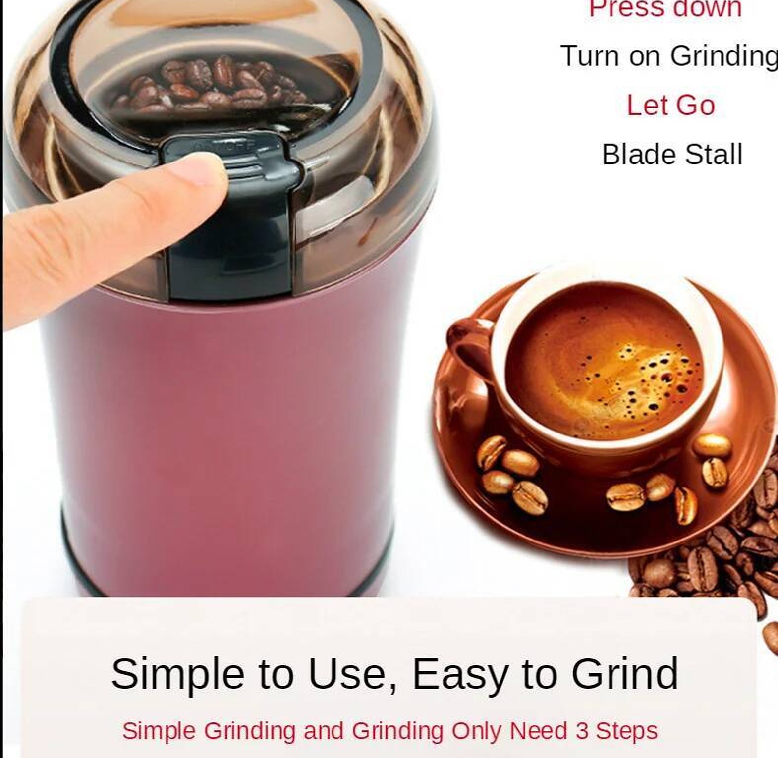 Electric Spice and Coffee Bean Grinder, Portable Grinder image