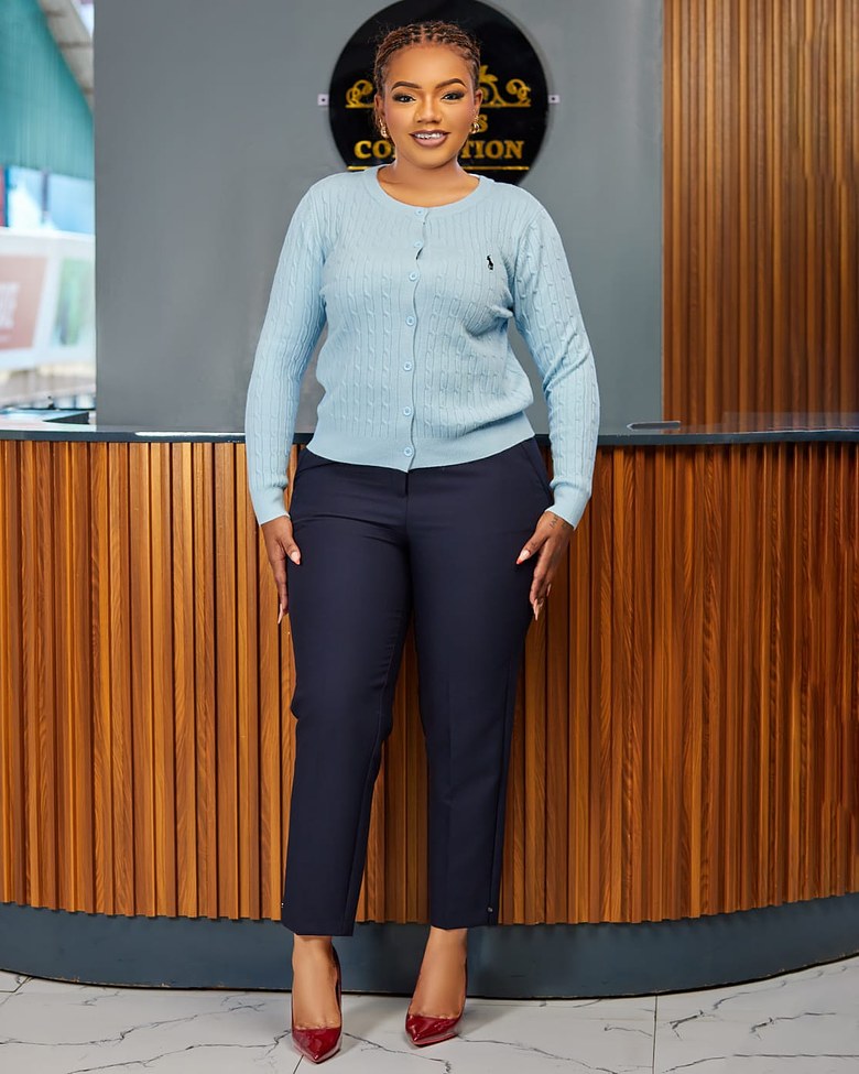Light Blue Classic Knit Sweater Top image