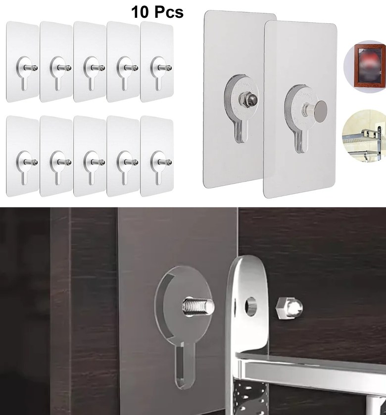10pc Seamless Adhesive Screw Hooks image