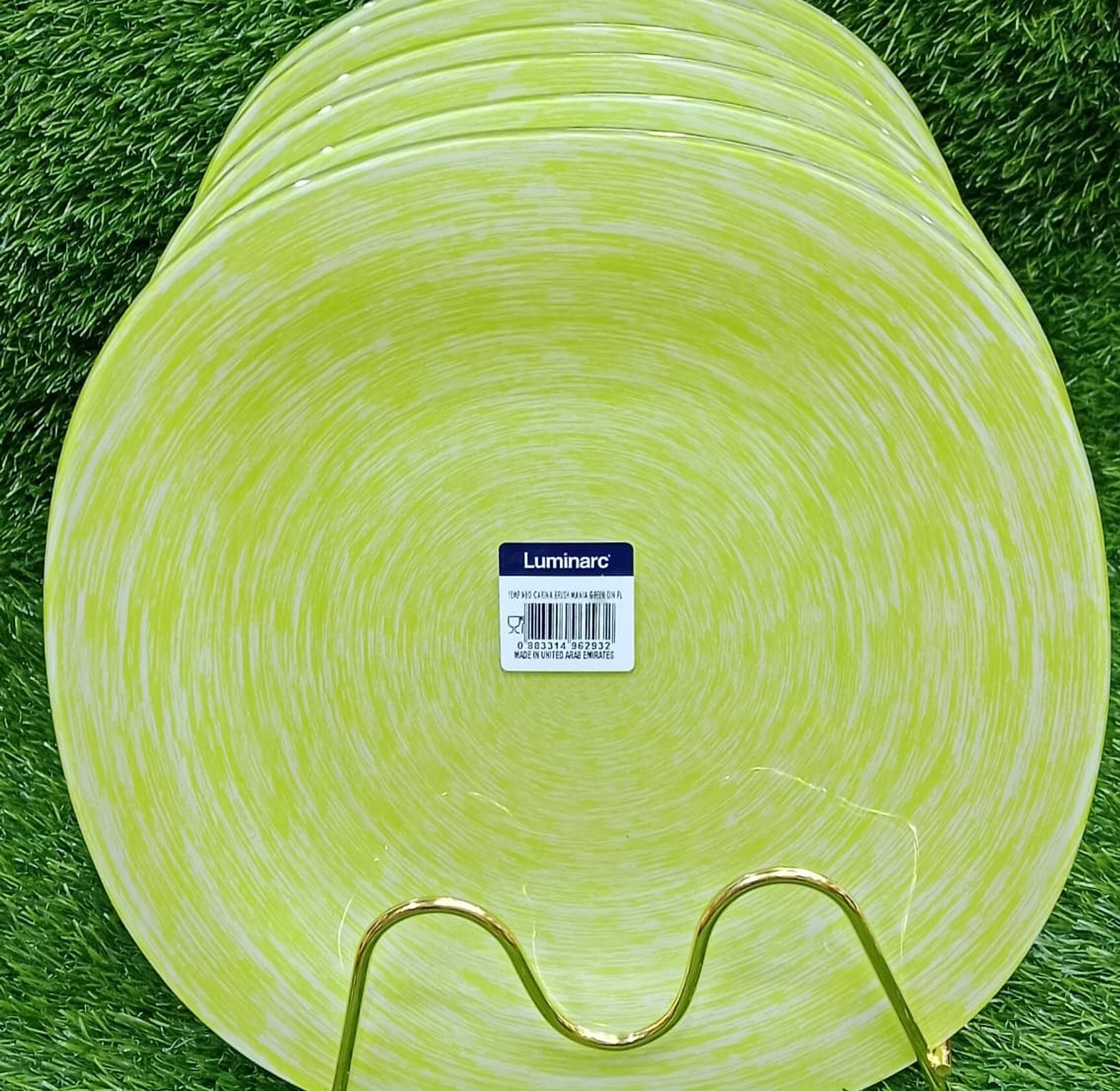 Luminarc 6 Pcs  marble Set Square Curved Dinner Plates. image