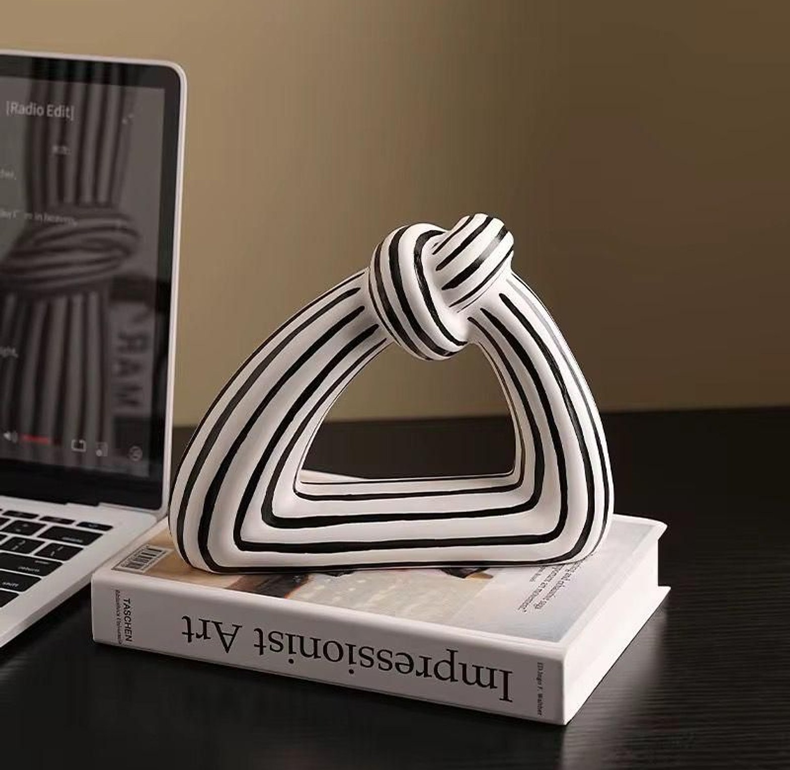 Modern Black & White Striped Abstract Decorative Ornament image