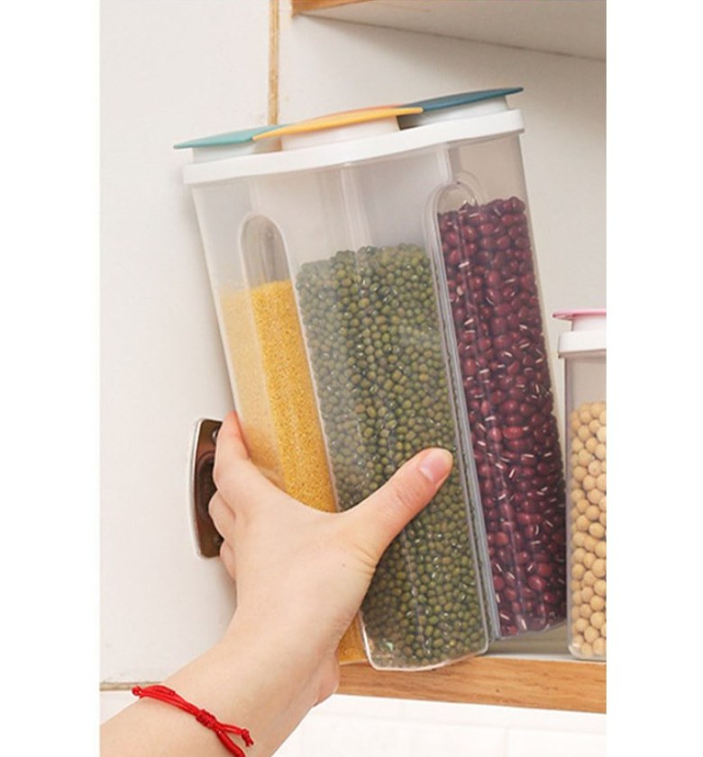 4-in-1 Airtight Kitchen Storage Container 2L – Multi-Grain Dispenser for Organized Pantries image