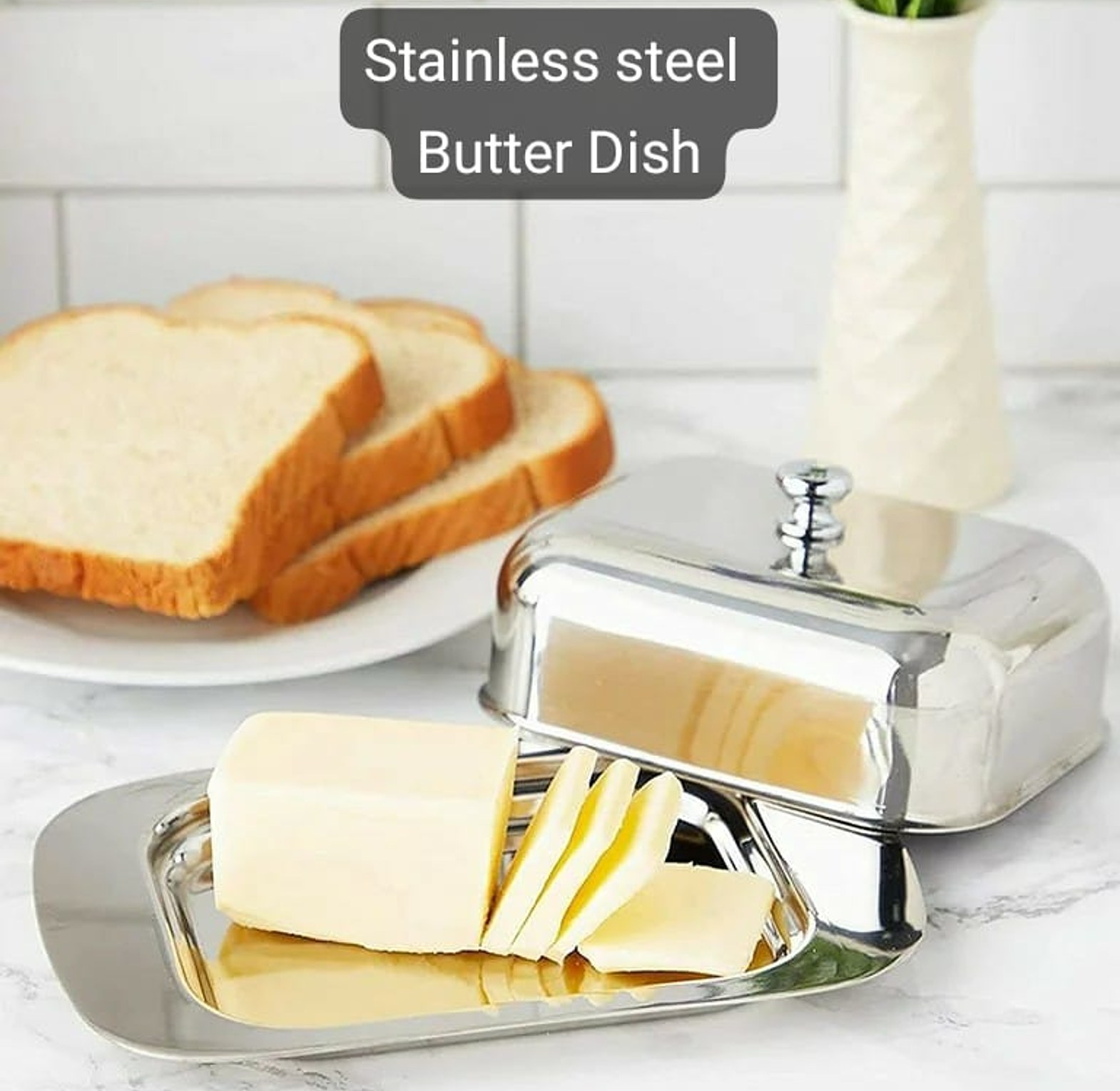 Stainless Steel Butter Dish With Lid, Storage Box image