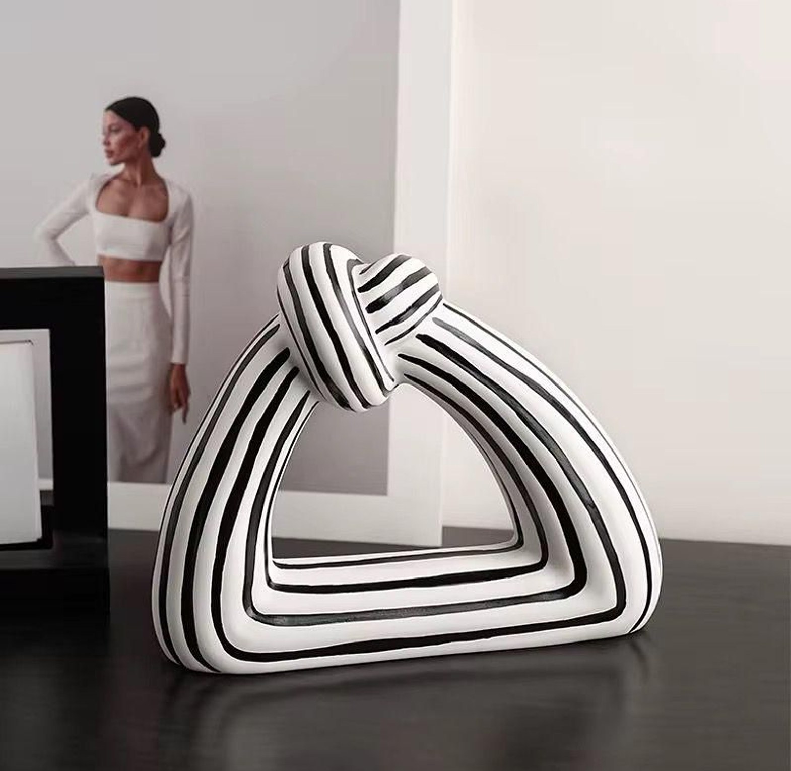 Modern Black & White Striped Abstract Decorative Ornament image