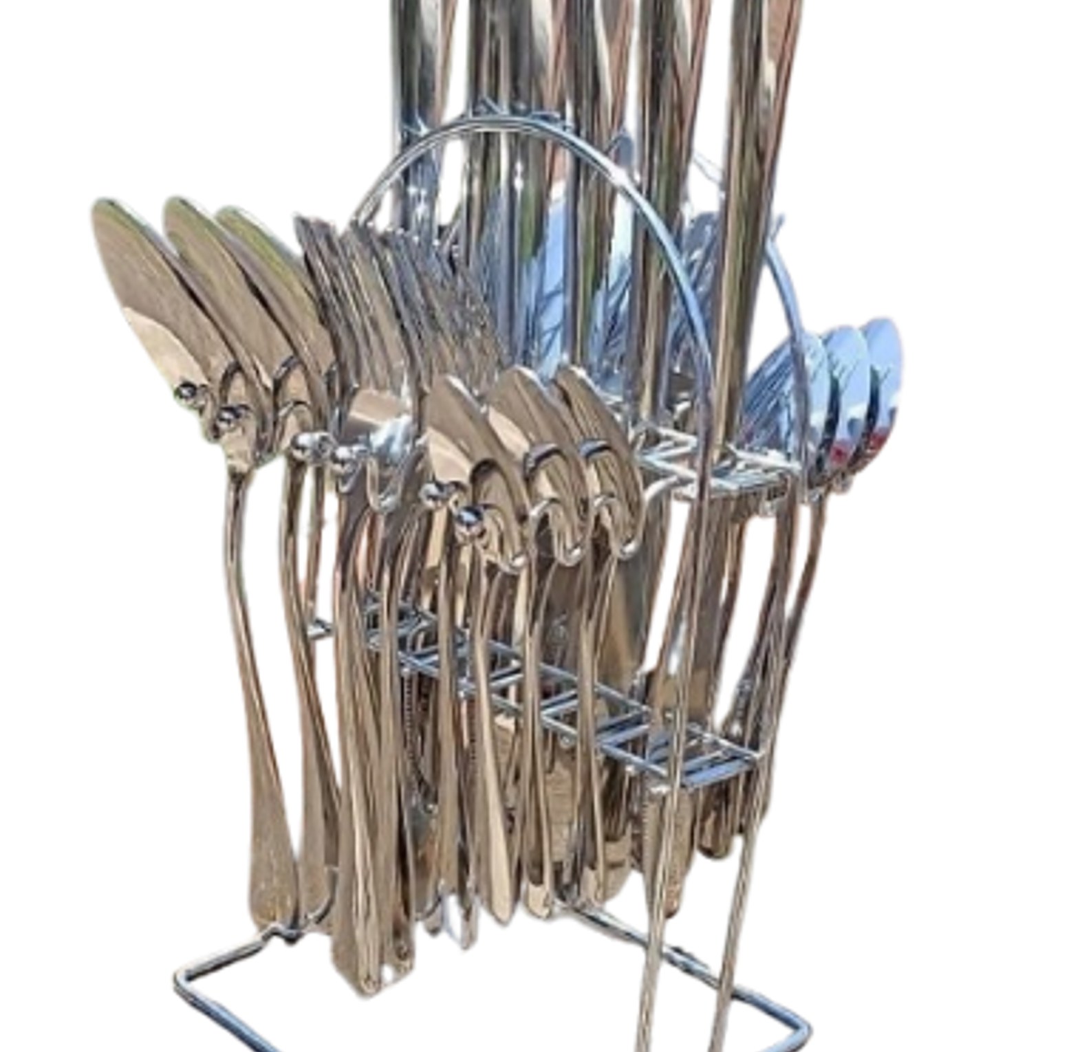 24 Pcs Cutlery Set With Stainless Steel, With Stand - Silver image