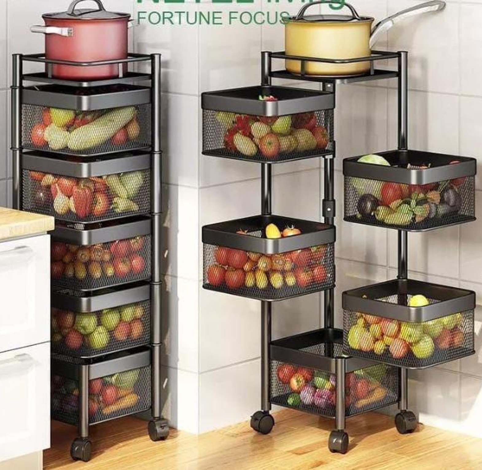 5Tier Fruit/Vegetable Rotating Basket/Rack Fruit Storage image