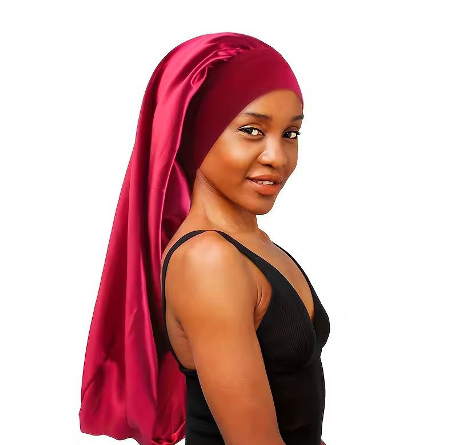Premium Long Satin Bonnet for Braids Locs and Weaves - Anti-Frizz Silk Sleeping Night Cap image