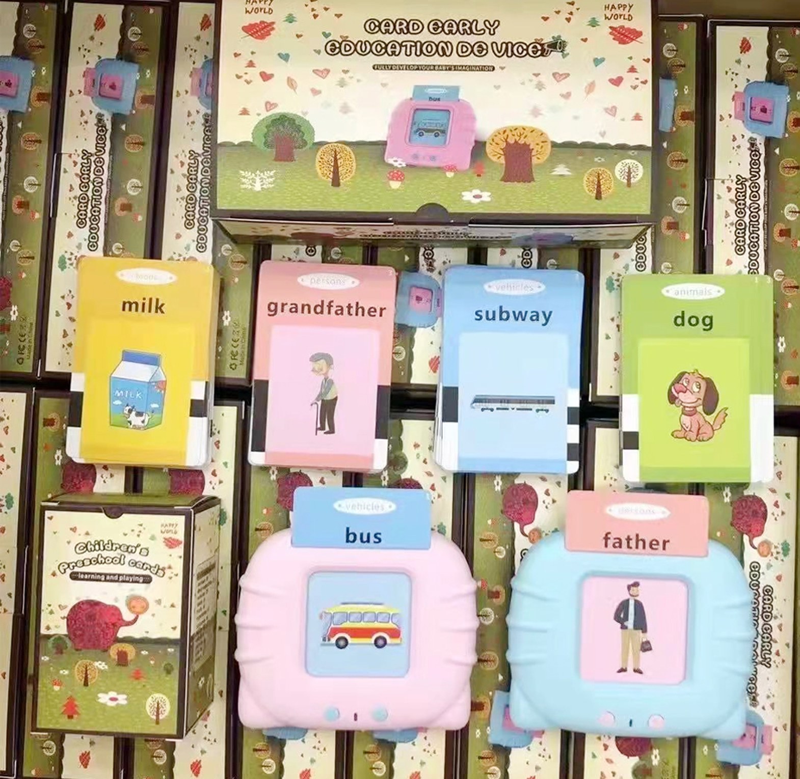 Talking Flash Cards Educational Toy for Toddlers (224 Words) - USB Rechargeable Montessori Learning Device for Kids image