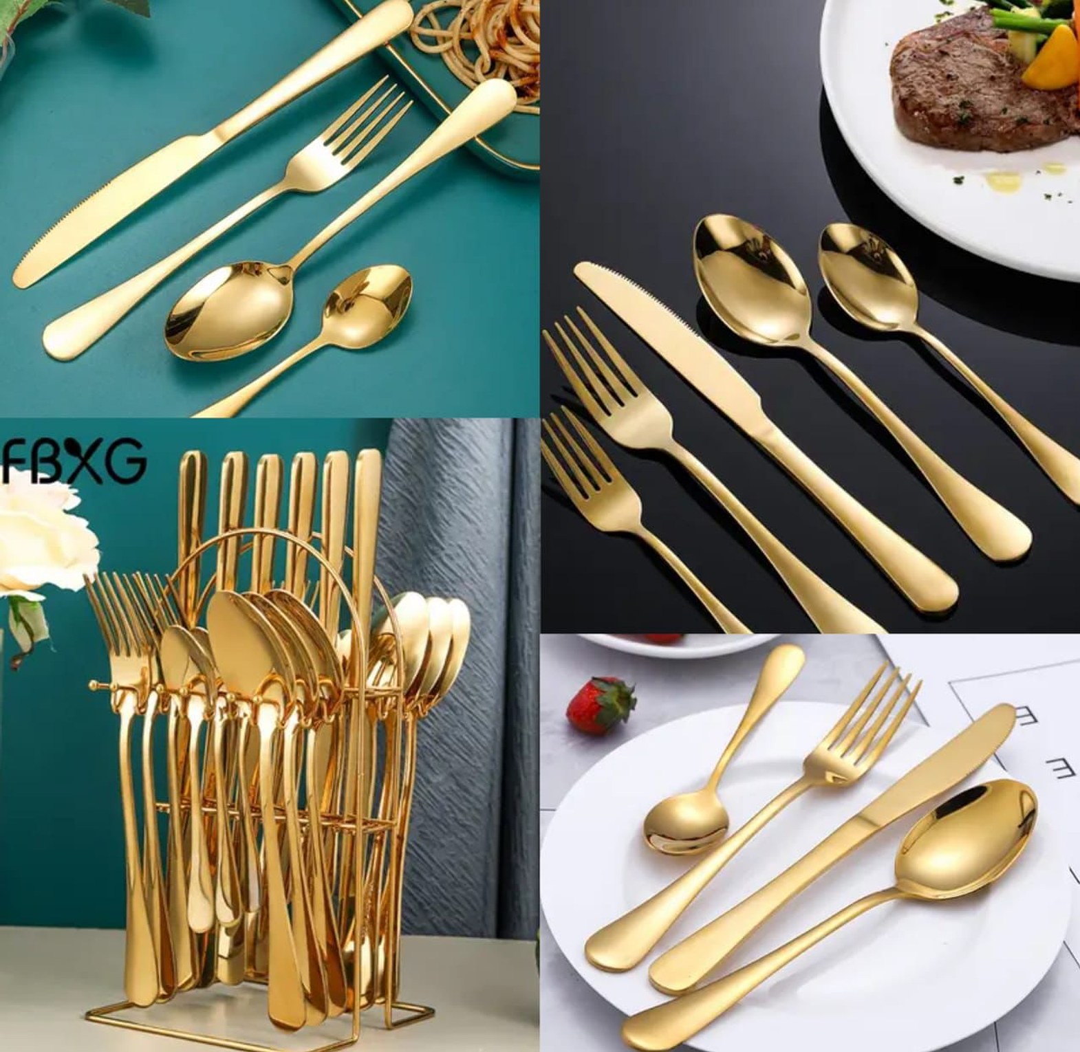 24-Piece Gold Cutlery Set – Elegant Stainless Steel Dining Flatware Set image