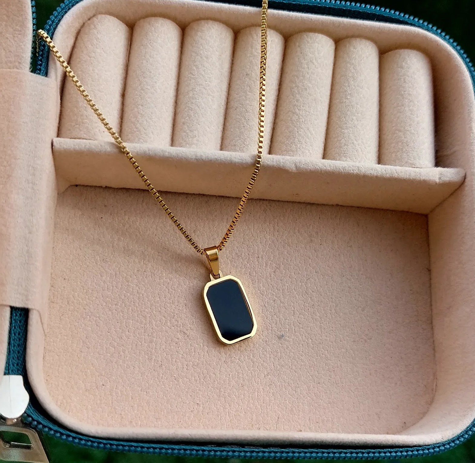 Sleek Black Pendant Necklace image