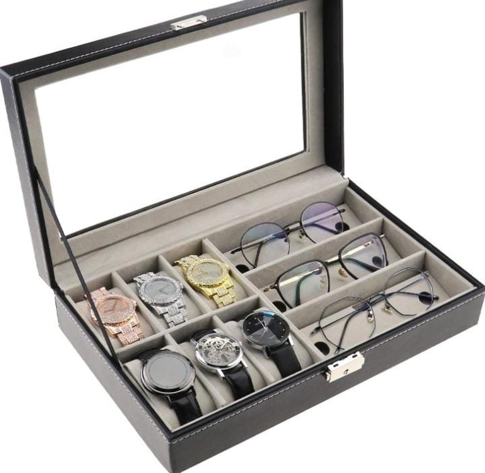 Portable organizer for watches and glasses image