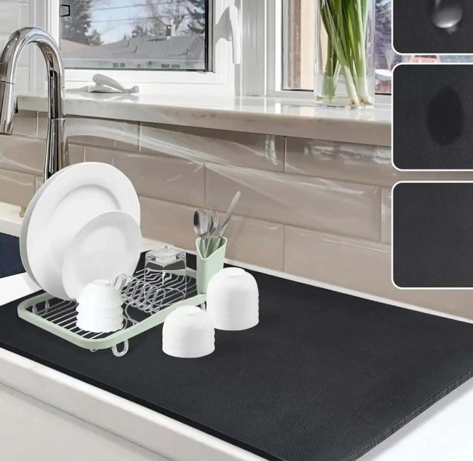 Absorbent- Nonslip Drain  dish drying  mat image