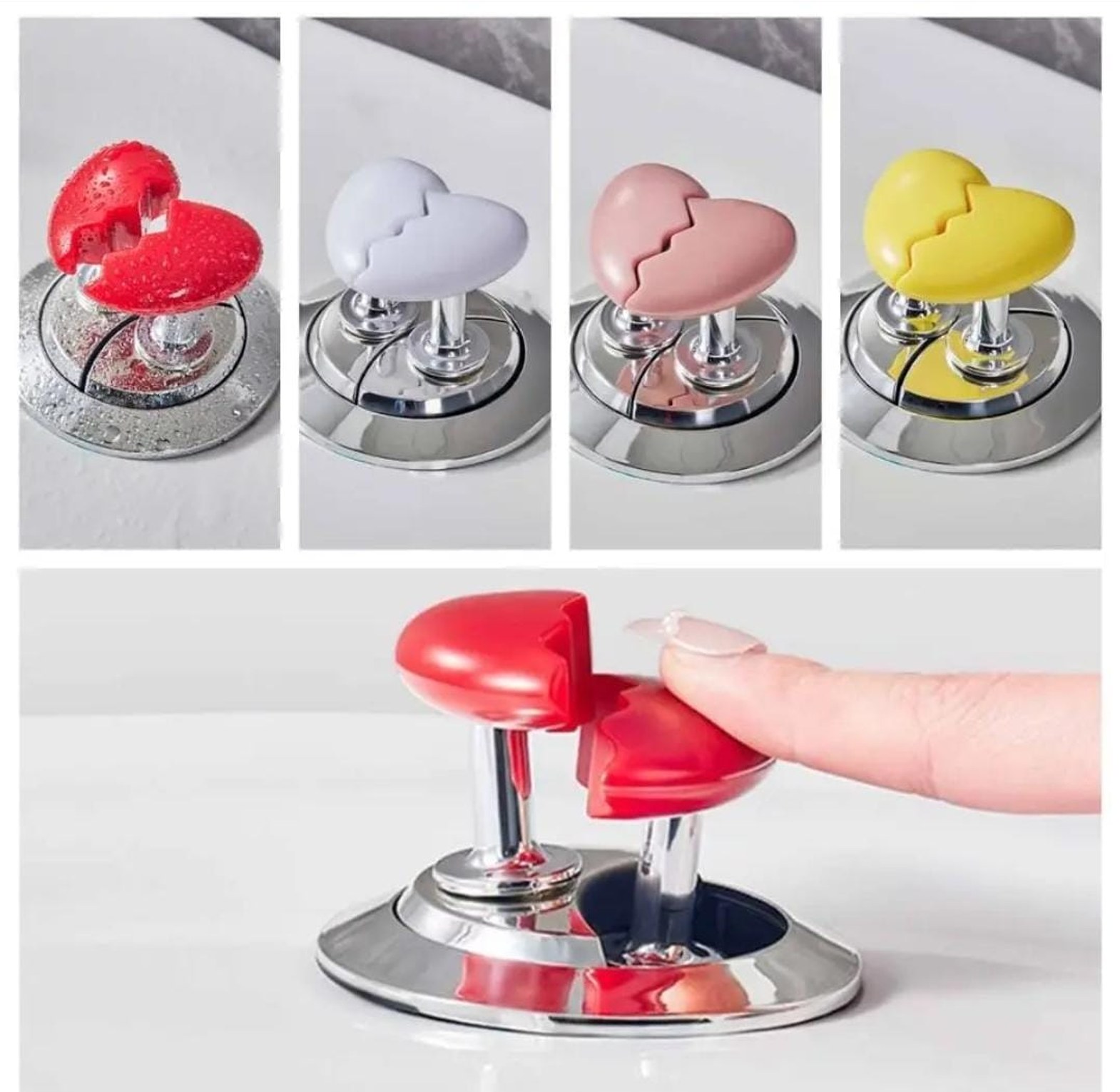 Broken Heart Shape Toilet Flush Button Protector image