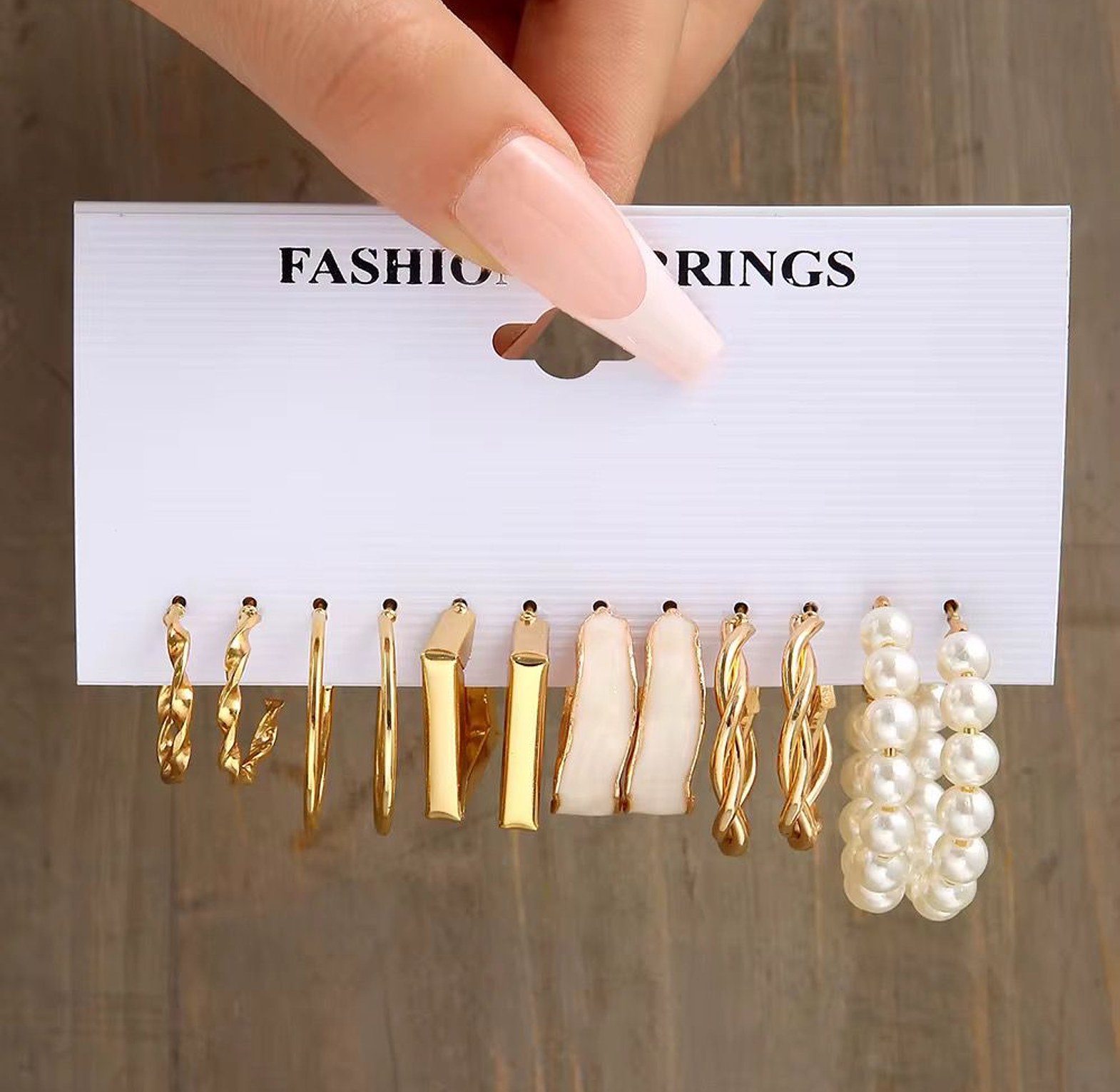The Golden Horizon & Pearl Cascade Hoop Collection image