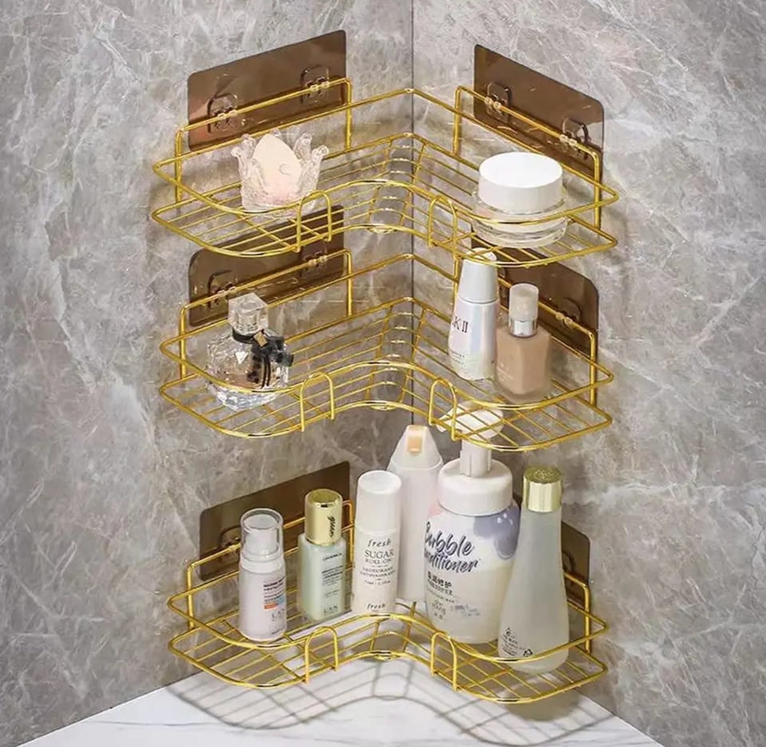 orner Shelf Shower Shampoo Storage Rack  image
