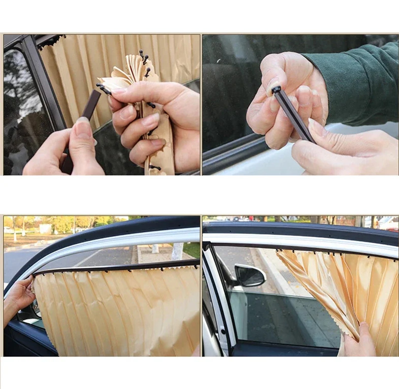Universal Magnetic Pleated Car Window Sunshades - UV Protection & Privacy Curtains for All Cars (Set of 4) image
