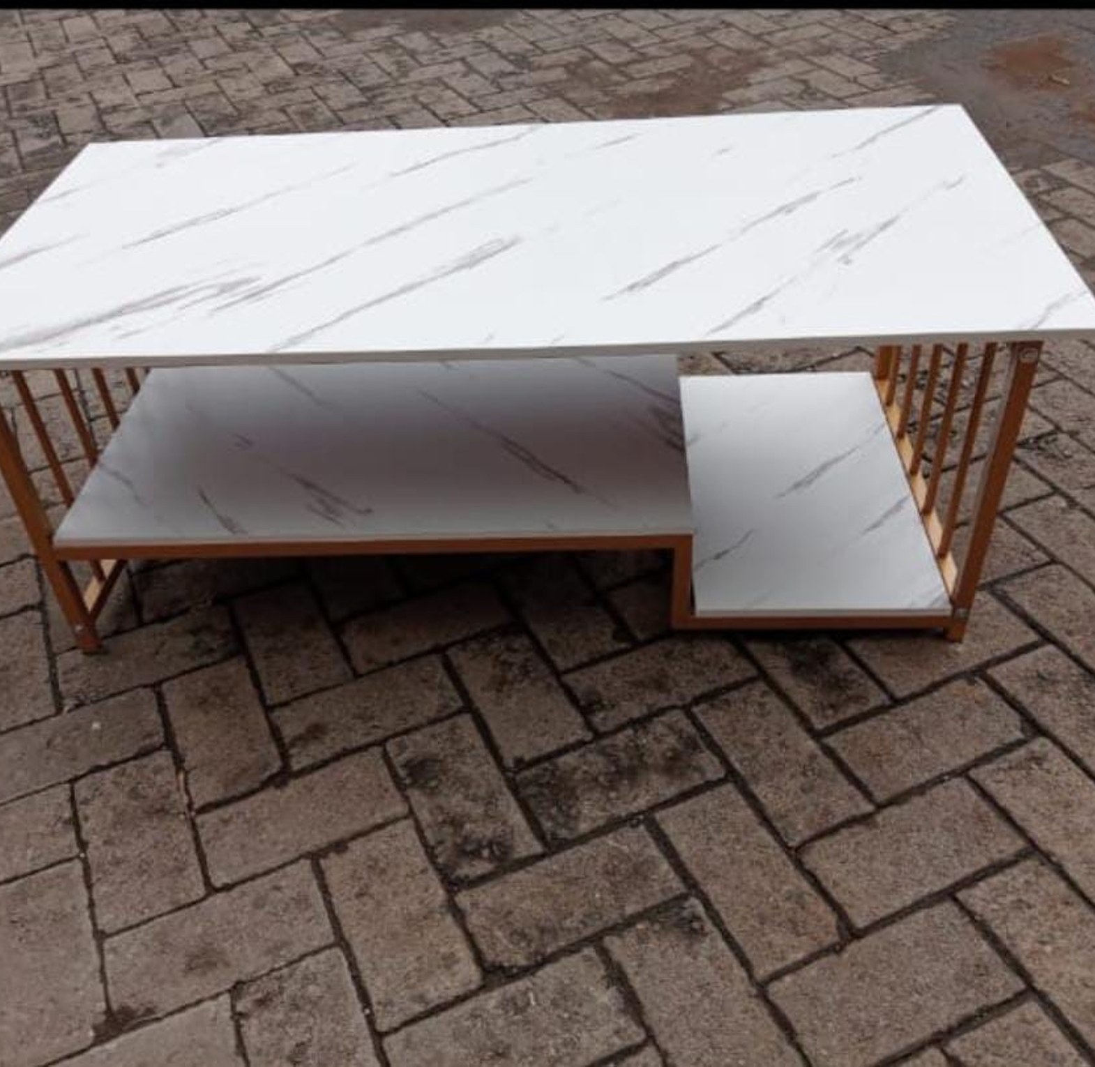 White executive Marble Effect Coffee Table image