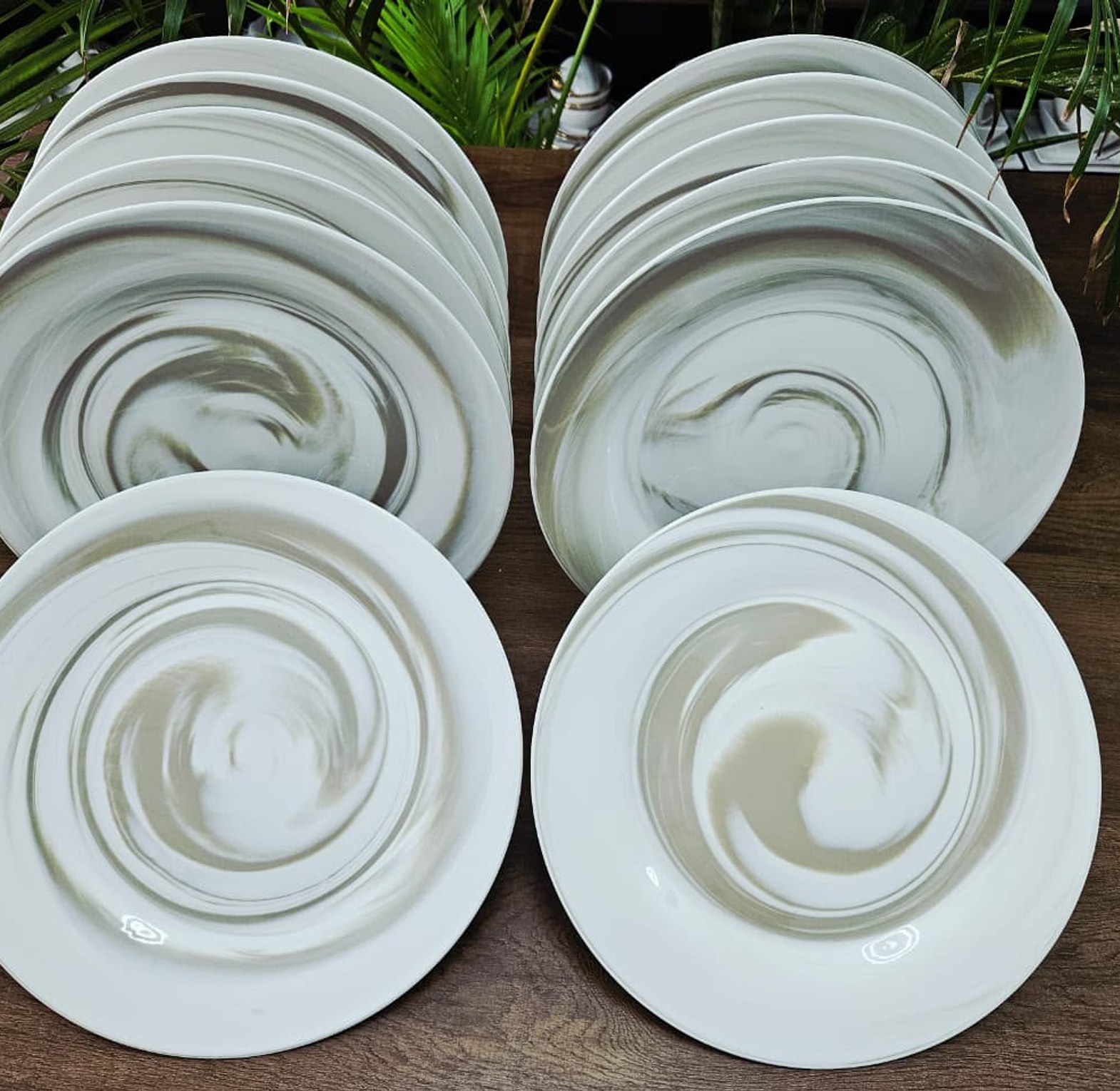 6-Piece Marble Brown Dinner Plate Set image