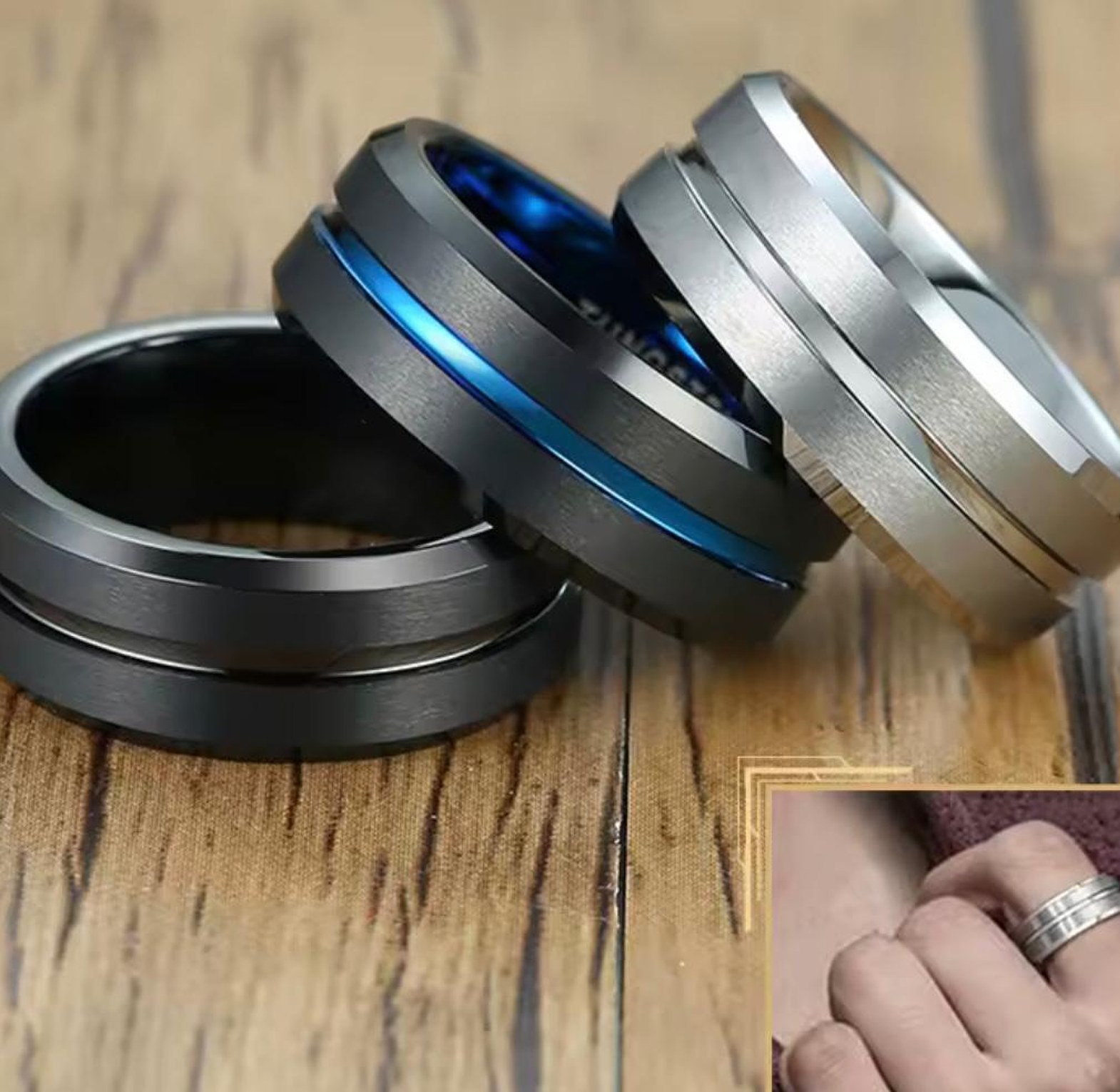 Zenith Black & Blue Tungsten Ring image