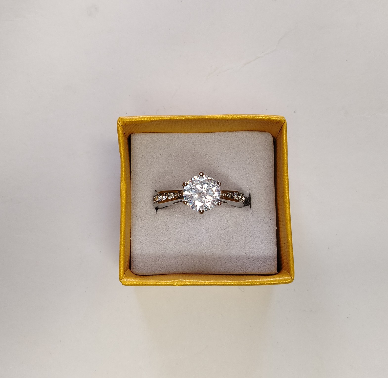 Stainless steel zirconia diamond hypoallergenic engagement ring  image