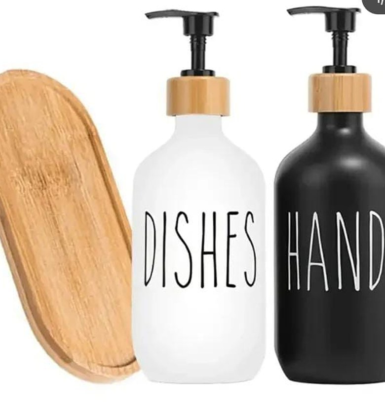 Monochrome Bamboo Soap Dispenser Duo (500ml) image