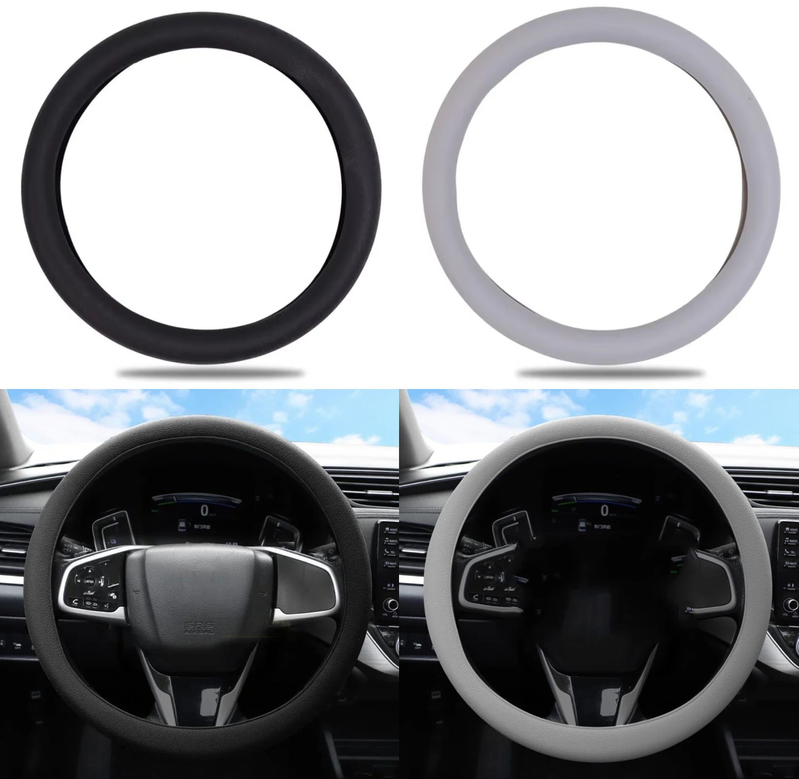 Universal Anti-Slip Silicone Car Steering Wheel Cover Protector - Durable Soft Grip for All Models (38cm) image