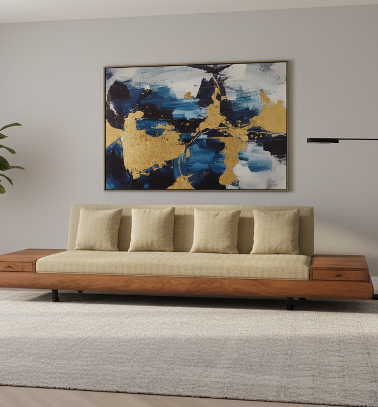 Platform Sofa with Built-in Tables image